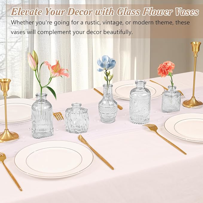 Set of 40 Glass Bud Vases, Small Clear Glass Vases in Bulk, Mini Vintage - Image 6