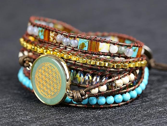 ZOSOJONA Women Wrap Bracelets Boho Natural Stone Jasper Turquoises Strand Bracelet Jewelry Collection