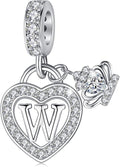 Letter Charms for Charms Bracelet: Silver Heart Alphabet Initial Dangle Charms Bead for Bracelets and Necklaces, Birthday Mother's Day Christmas Jewelry Gifts For Women