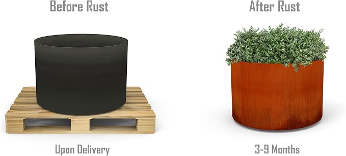 Large Round Planters for Outdoor Plants | 16x16 Inch Corten Steel Planter | - Image 5