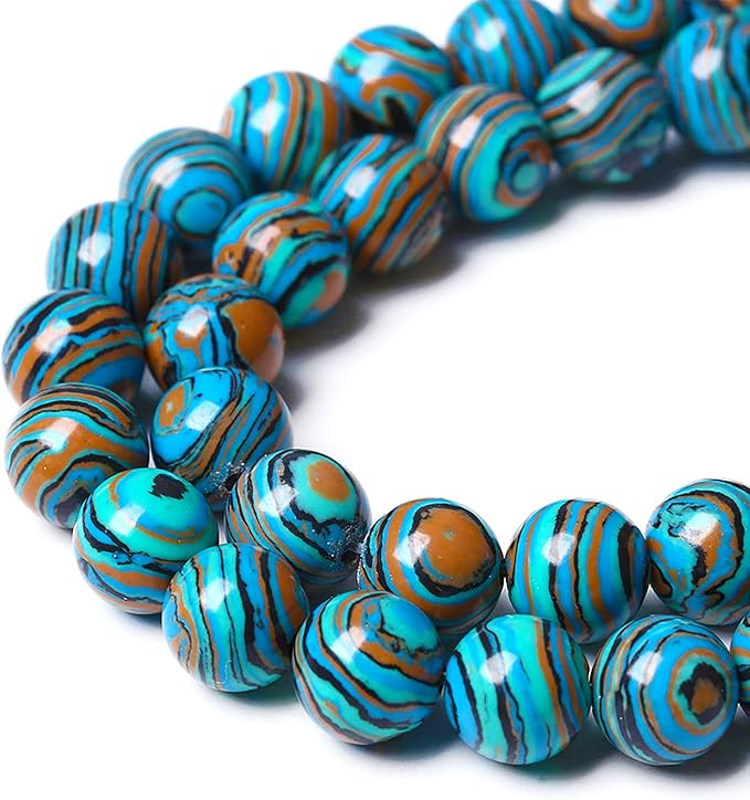 61PCS 6mm Natural Blue Malachite Stone Beads Round Loose Gemstone Beads for Jewelry Making DIY Bracelet Necklace 15 Inch,Energy Stone Healing Power