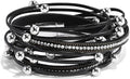 Wrapped Bracelets for Women,Leather Bracelet,Boho Bracelets for Women,Multi-Layer Pearl Crystal Bracelet Bangle Jewelry