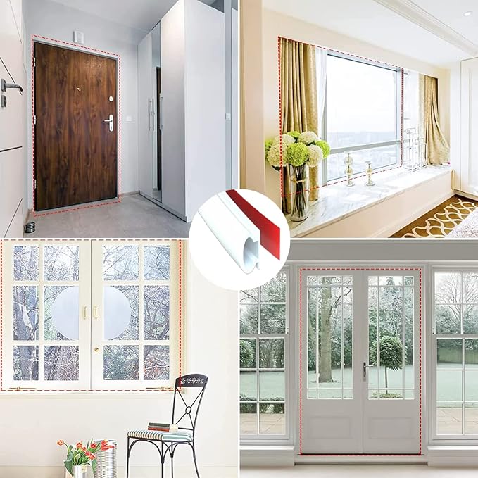 ESUFEIR 19.7Feet Door Weather Stripping Door Seal Strip, Self-Adhesive Rubber - Image 8