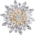 Rhinestone Large Flower Brooches Pins for Women Fashion Sparkly Crystal Sunflower Statement Brooch Unique Wedding Party Suit Dress Jewelry Accessories