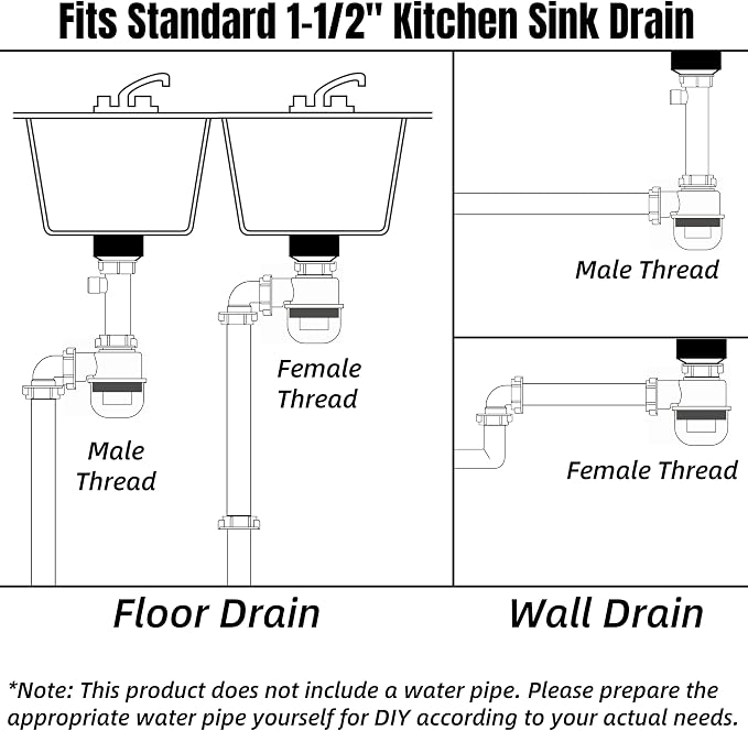 1-1/2 Inch Clear Bottle Trap, P-Trap Replacement - Image 6