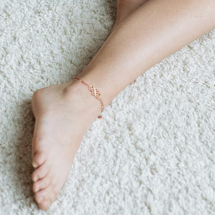 Billie Bijoux 925 Sterling Silver Anklet Bracelets for Women Infinity Heart Ankle Bracelet White Gold Plated Love Charm Adjustable Large Bracelet Gifts for Women Wife