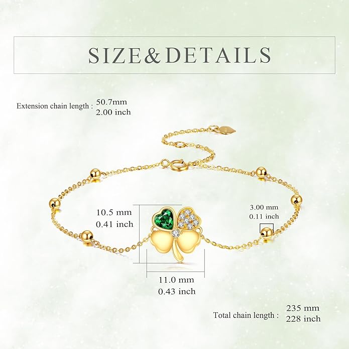KECHO 14k Yellow Gold Butterfly/Dragonfly/Frog/Sunflower/Daisy/Tree of life/Moon/Clover Bracelet Anklet for Women