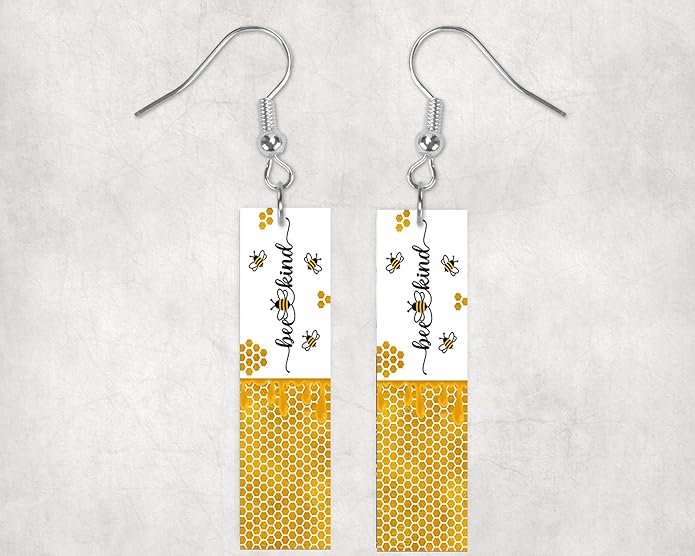Earrings Handmade Bar Wood Earrings Light Weight Printed Image Dangle Earring Jewelry