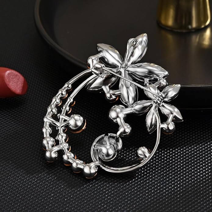 Flower Brooch Pin - Rhinestone Flower Pin 18k Gold Plated - Thanksgiving Day, Birthday, Wedding Gifts for Mom, Wife
