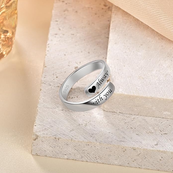 Adjustable Hope Rings 925 Sterling Silver Always with you Ring Inspirational Jewelry Encouragement Gifts for Women