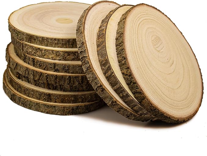 Large Unfinished Wood Slices for Centerpieces 10pcs 6-7 inches Natural Wood by SENMUT