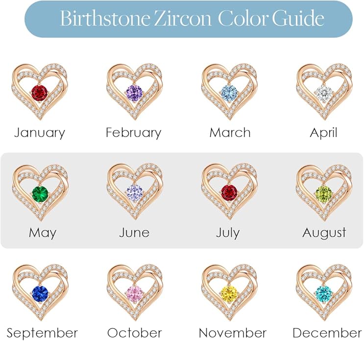 CDE Forever Love Heart Stud Earrings for Women, 925 Sterling Silver Birthstone Heart Stud Earrings Christmas Day Mother's Day Gift Anniversary Birthday Jewelry Gifts for Women Wife Her