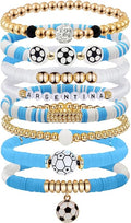 Game Day Bracelets for Women, Stackable Heishi Beaded Stretch Soccer Bracelet Soccer, World Soccer Cup Team Color Accessories & Outfits Jewelry, Soccers Dads Moms Coaches Fans Gifts