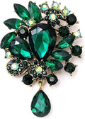 LAXPICOL Vintage Wedding Bridal Big Blue Crystal Rhinestone Tear drop Brooch Pin for Women