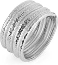 HZMAN 18K Gold Plated Wide Cuff Bracelet for Women - Premium Alloy Shiny Polished Double Layer Statement Bangle, Trendy Daily Wear Party Jewelry Accessory