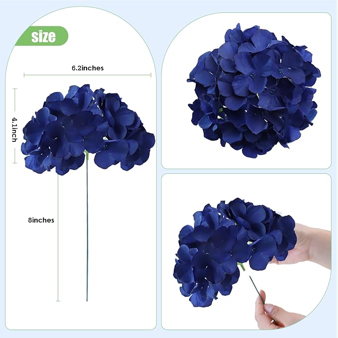 AVIVIHO 65pcs Fake Flowers Navy Blue Hydrangea Artificial Flowers Bulk Silk - Image 4
