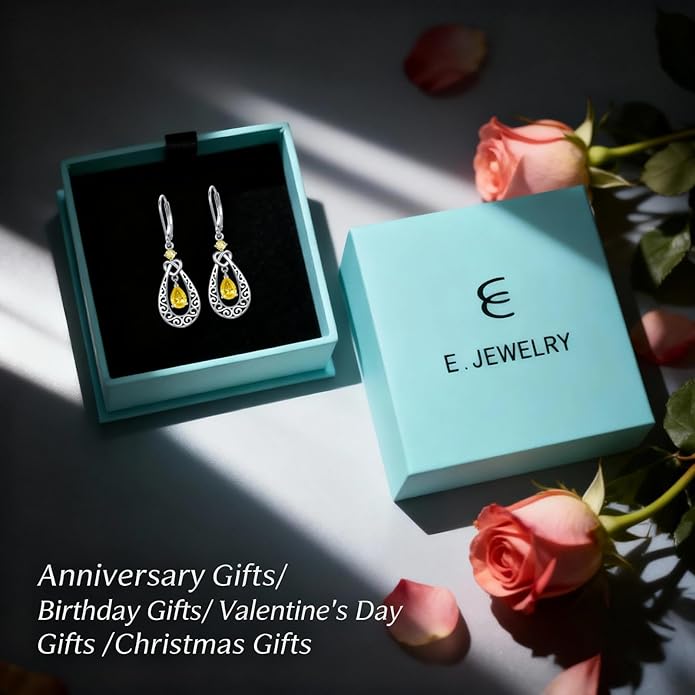Teardrop Birthstone Dangle Drop Earrings Sterling Silver Infinity Filigree Leverback Earrings, Infinity Love Birthday Anniversary Valentines Day Gifts for Her Women Mom Wife