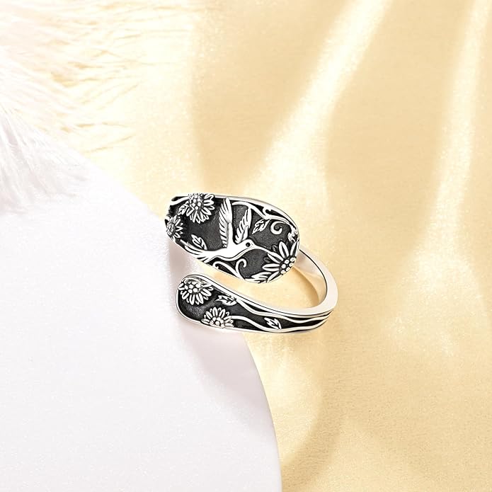 Spoon Ring for Women - Sterling Silver Thumb Vintage Antique Spoon Ring Boho Victorian Jewelry