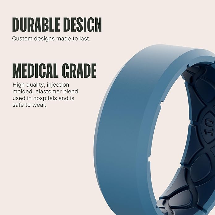Groove Life Edge Silicone Ring - Breathable Rubber Wedding Rings for Men, Unique Design, Comfort Fit Ring