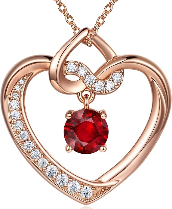 Heart Birthstone Necklaces Gifts for Women Wife, Jewelry for Women Wedding Anniversary Birthday Gifts for Wife Girlfriend Mom Christmas Valentines Gifts S925 Sterling Silver