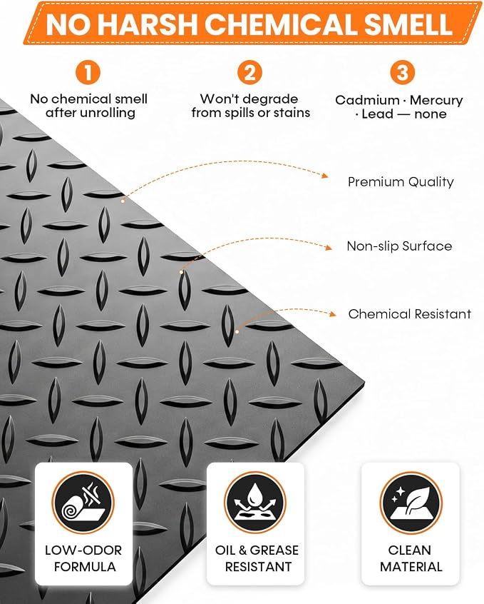 SEAL 6 x 10 FT Premium Garage Floor Mat, Solid 2.8mm Thick Lay-Flat Black - Image 6