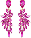 BriLove Women's Wedding Bridal Crystal Teardrop Multi Marquise Cluster Bling Dangle Earrings