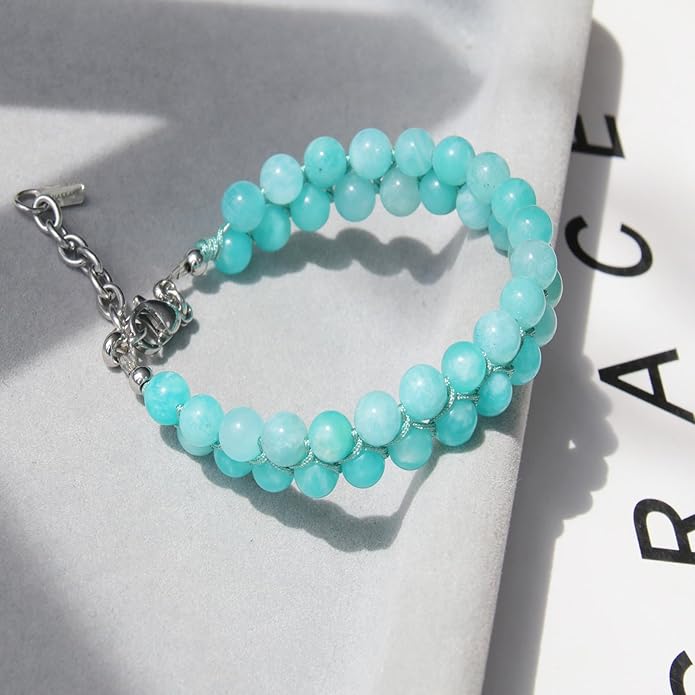 HASKARE Real Crystal Bracelet Women Valentine Day Gift for Her, Real Malachite Handmade Bracelets Gift for Mom from Daughter, Premium Gemstone Protection Gift for Women Healing Anxiety Relief