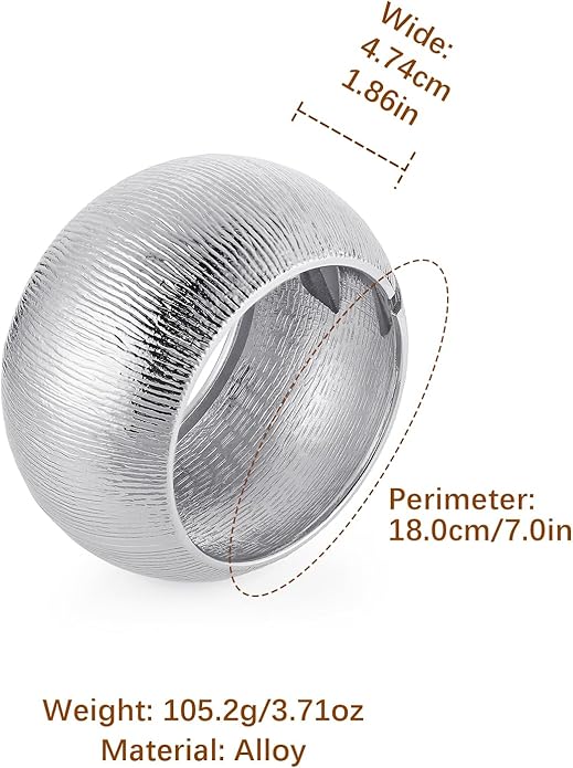 HZMAN 18K Gold Plated Wide Cuff Bracelet for Women - Premium Alloy Shiny Polished Double Layer Statement Bangle, Trendy Daily Wear Party Jewelry Accessory