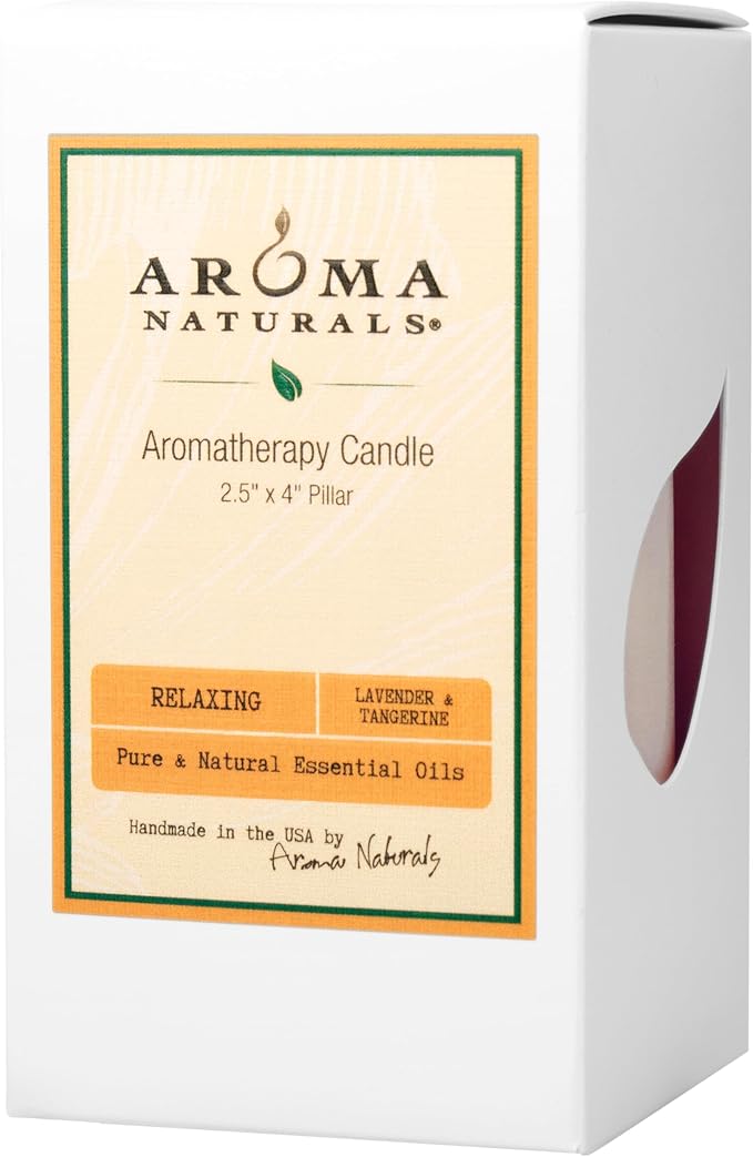 Aroma Naturals Lavender & Tangerine Essential Oil Scented Pillar Candle - Image 3
