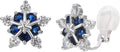 SELOVO Snowflake Flower Zircon Cubic Zirconia Clip on Stud Earrings for Women