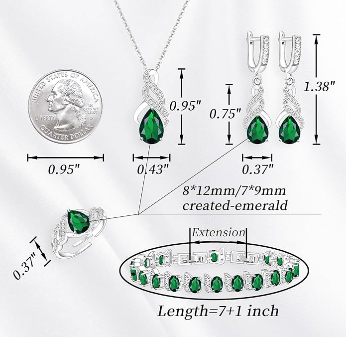 GZWHD Jewelry Set for Women CZ Earrings Necklace Ring Bracelet Set Prom Party Wedding Jewelry Gift for Mother Friend Wife