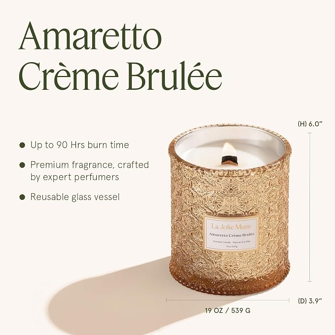 LA JOLIE MUSE Amaretto Crème Brûlée Scented Candle | Almond Liqueur, Dried - Image 6