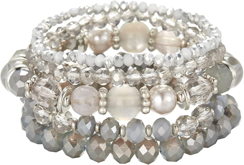 Noessla Beaded Boho Stretch Bracelet Colorful Stackable Crystal Beads Bracelets Trendy Costume Jewelry Mothers Day Gifts for Women