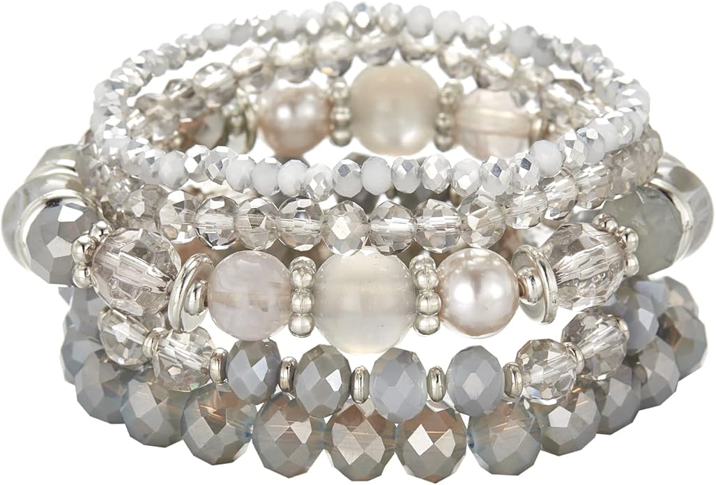 Noessla Beaded Boho Stretch Bracelet Colorful Stackable Crystal Beads Bracelets Trendy Costume Jewelry Mothers Day Gifts for Women