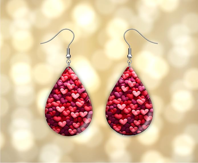 Teardrop Wood Earrings Light Weight Printed Image Dangle Jewelry, Fun and Funky