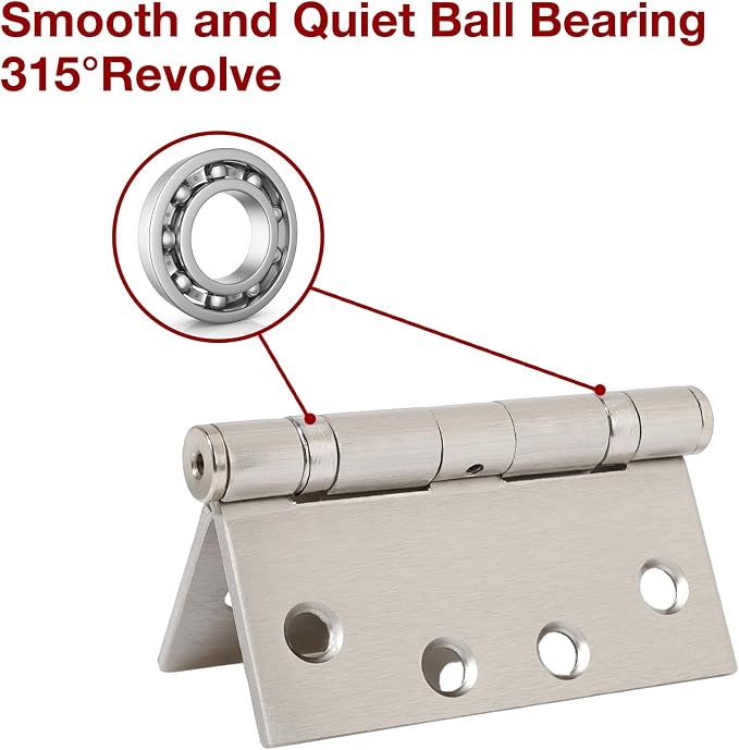 TDCHINGES Heavy Duty Door Hinges Brushed Nickel 4.5 Inch x 4 1/2" Square | 12 - Image 2