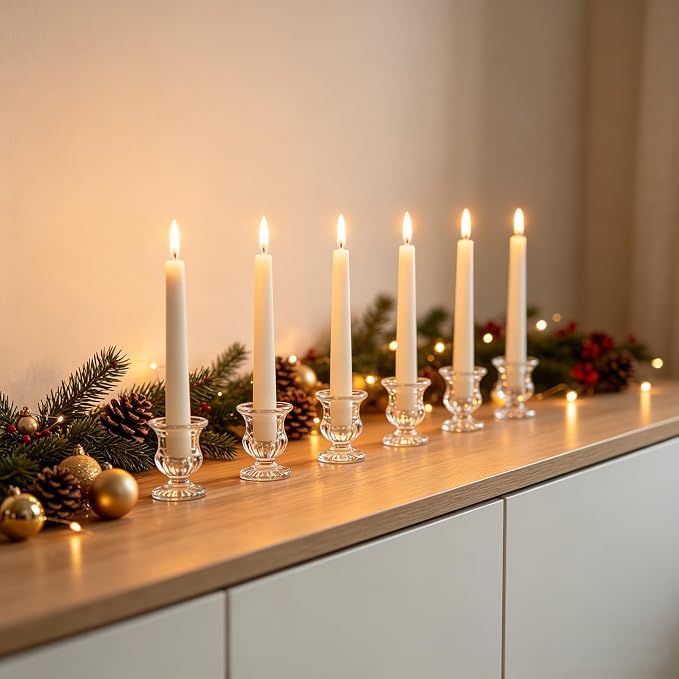 Hosley Set of 12 Glass Taper Candle Holders 2.5 Inches High Ideal Gift - Image 6