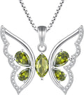 YL Women's Butterfly Necklace 925 Sterling Silver Flower Rose Pendant Birthstone Halo Jewelry