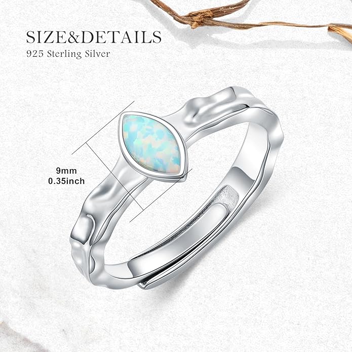 Sterling Silver Blue Butterfly Opal Rings for Women,Butterfly Open Ring Butterfly Ring Butterfly Adjustable Ring Opal Ring Jewelry Gift for Hers Ring Adjustable Size 6-9-1