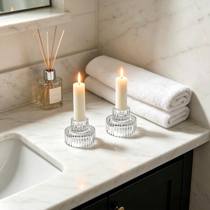Hosley Set of 12 Glass Taper Candle Holders - Image 9