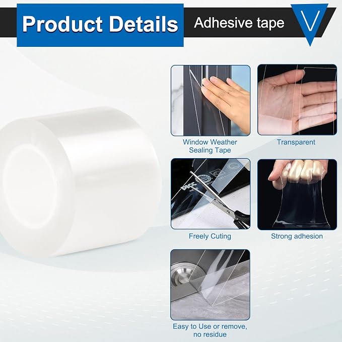 Window Weather Sealing Tape 3 Inch x 33 FT x 0.3 Mils Weather Stripping - Image 3