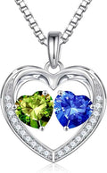 Iefil Valentines Day Gifts for Her - 925 Sterling Silver Heart Birthstone Necklace, Anniversary Birthday Gifts for Women Wife Girlfriend Mom Her