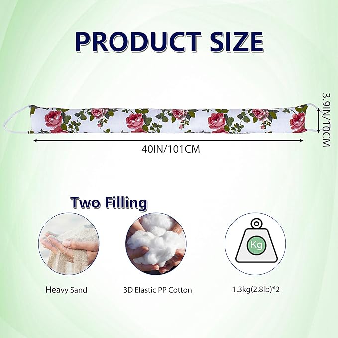 2 Pack 40 Inch 4 Inch Wide Under Door Blocker Door Draft Stopper, Bottom - Image 2