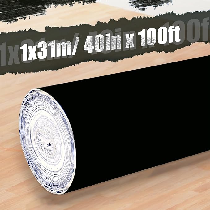 40"x100ft Black Floor Protection Film Anti Slip Paint Proof Reusable Cover - Image 2