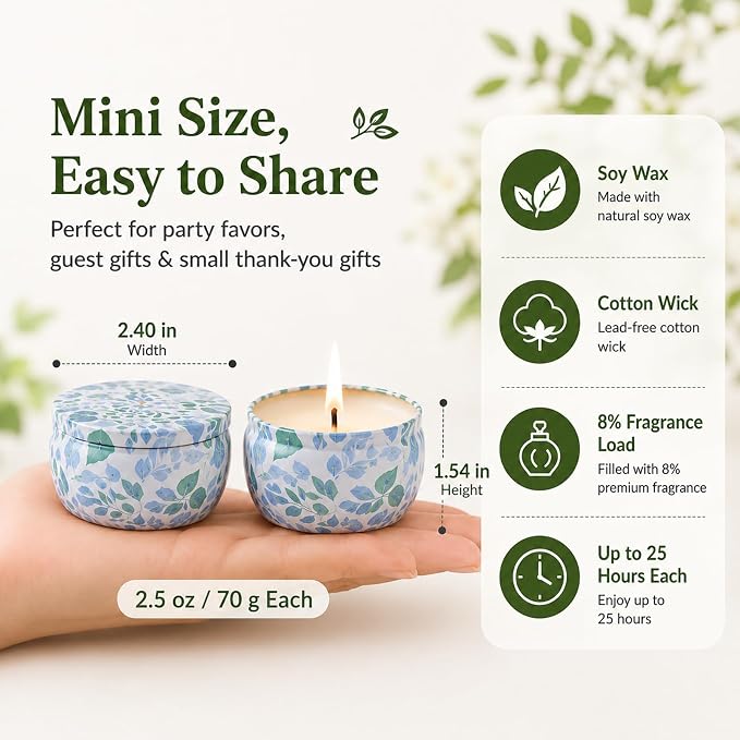 24 Pack Mini Scented Candles for Party Favors, 2.5 oz Soy Wax Tin Candle Gift - Image 5
