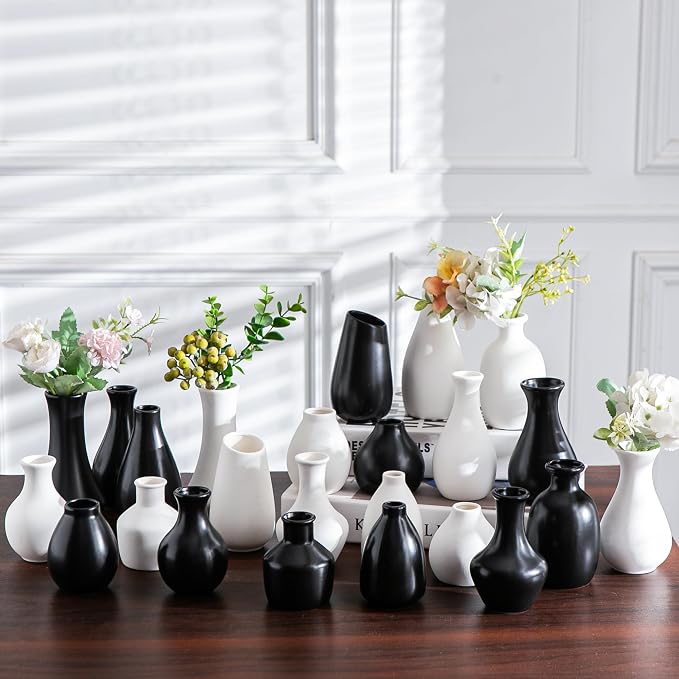 White Ceramic Bud Vase Set of 12 DIY Matte Flower Vases | Modern mini ceramic - Image 8