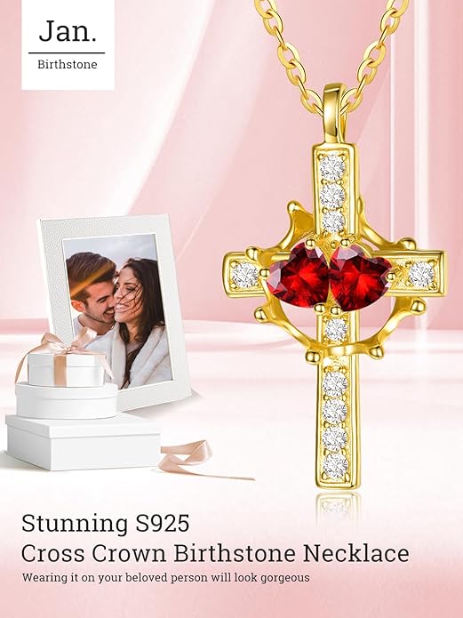 Valentine's Day Gifts for Wife 925 Sterling Silver Double Birthstone Pendant Necklaces I Love You for Always and Forever Necklace Anniversary Birthday Gifts for Wife Girlfriend Mom Her
