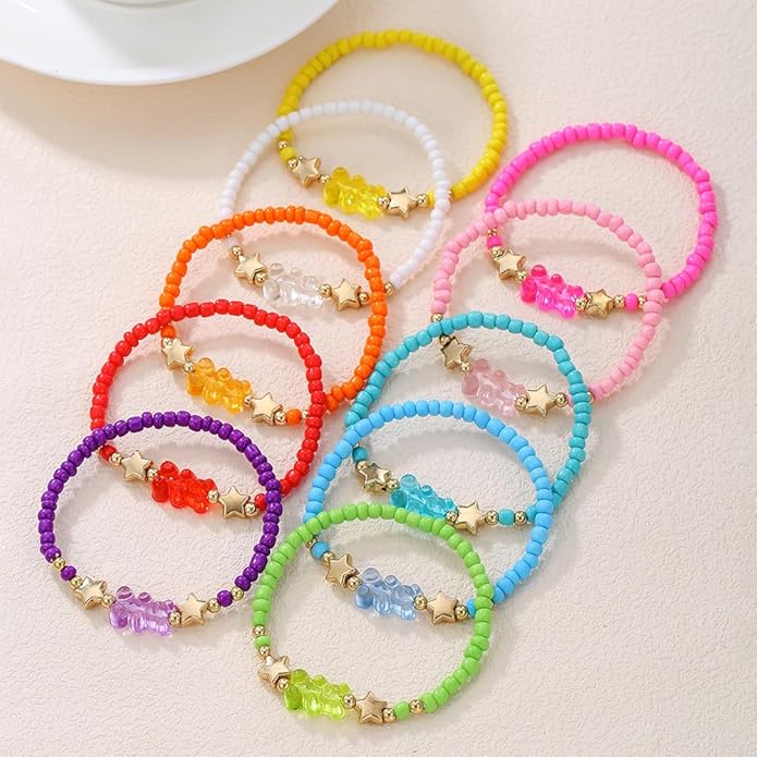 Friendship Bracelets Boho Stackable Bracelets for Women Surfer Heishi Clay Bead Bracelets Stretch Preppy Bracelets Colorful Boho Bracelets for Women