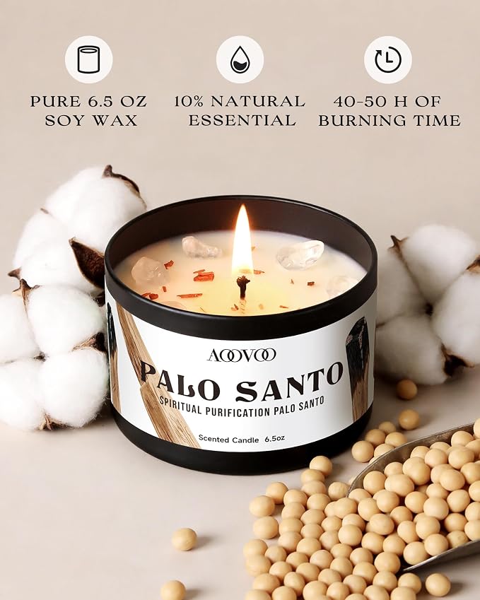 AOOVOO 2 Sage Candle & 2 Palo Santo Candle Set - Image 3