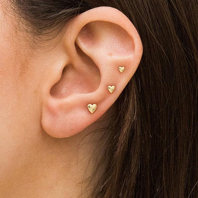 VRIUA 20G Tiny Flat Back Earrings for Women - 14K Gold/Silver Plated Small Flat Back Stud Earrings Hypoallergenic Cartilage Helix Piercing Jewelry